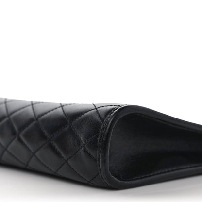 Saint Laurent Lambskin Quilted Monogram Baby Victoire Chain Clutch Bag Black 8 of 8