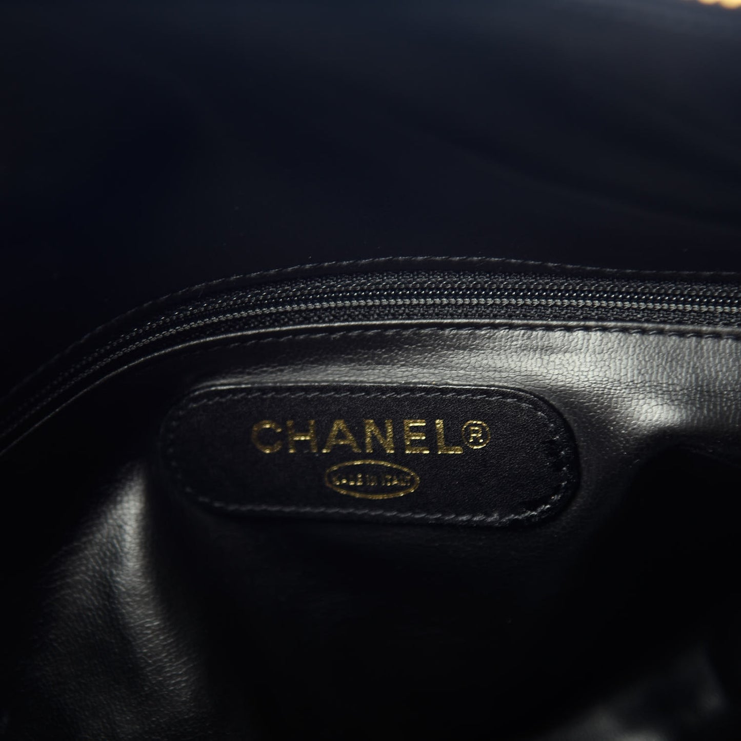 Calfskin Diamond Stitched Duffle Bag Black