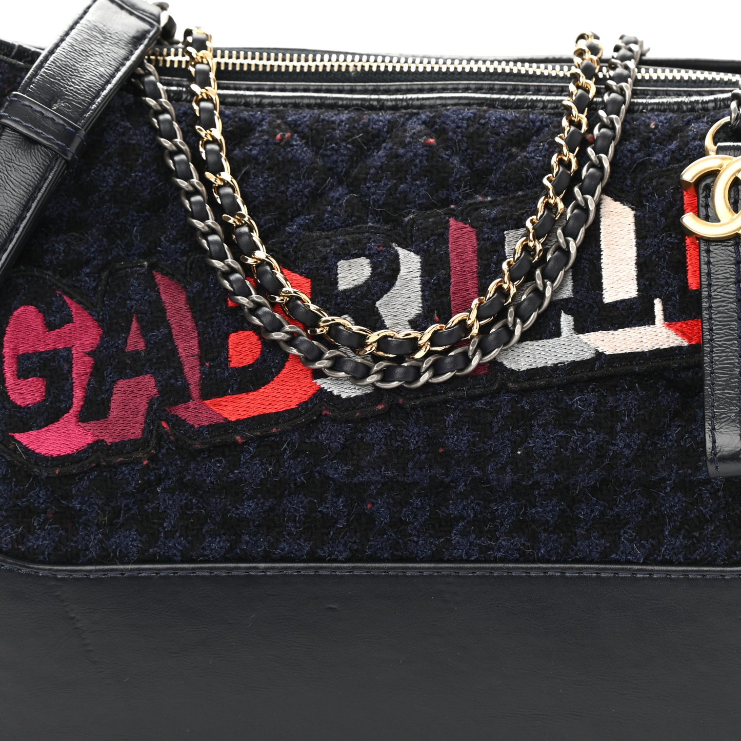 Tweed Calfskin Quilted Medium Gabrielle Hobo Black Blue