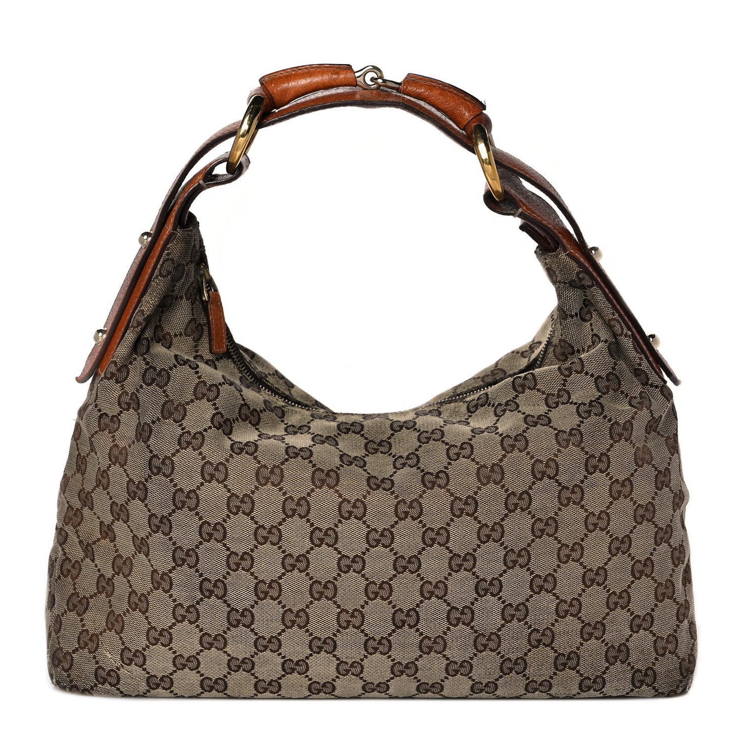 Monogram Medium Horsebit Chain Hobo Light Brown