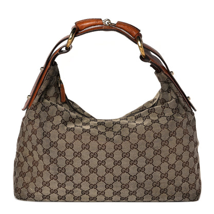 Gucci Monogram Medium Horsebit Chain Hobo Light Brown 1 of 8