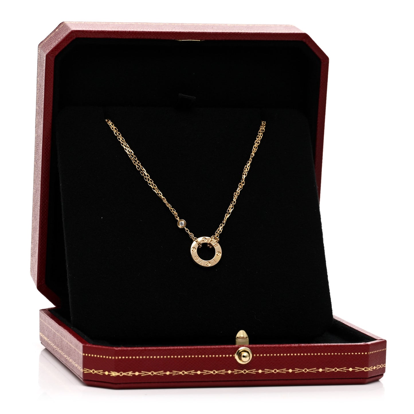 18K Yellow Gold 2 Diamond LOVE Necklace