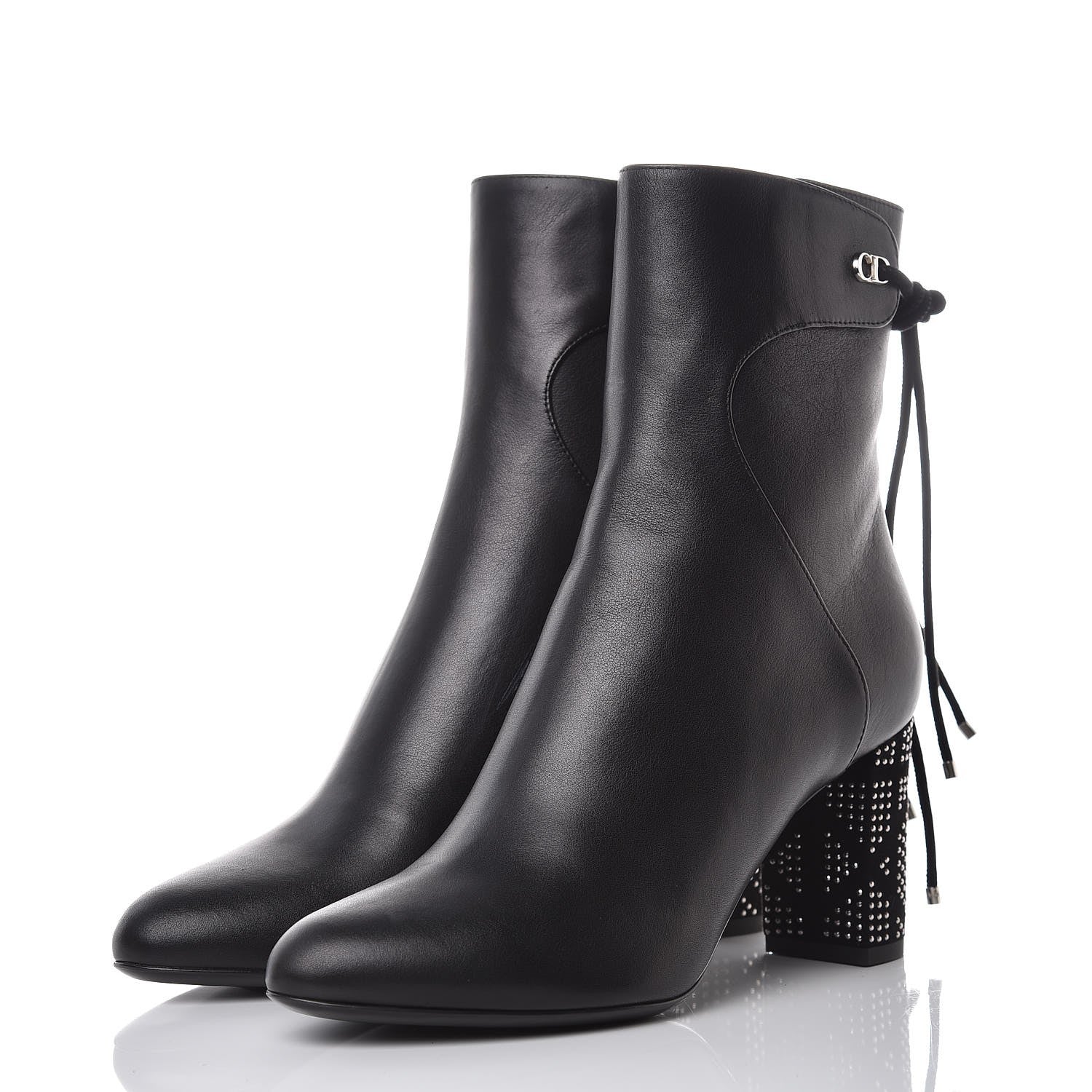Christian Dior Calfskin Studded Stellar Ankle Boots 37.5 Black 3 of 8