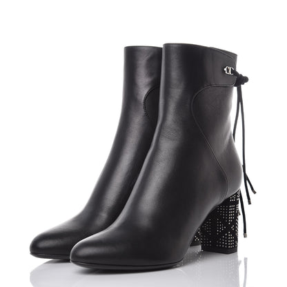 Christian Dior Calfskin Studded Stellar Ankle Boots 37.5 Black 3 of 8