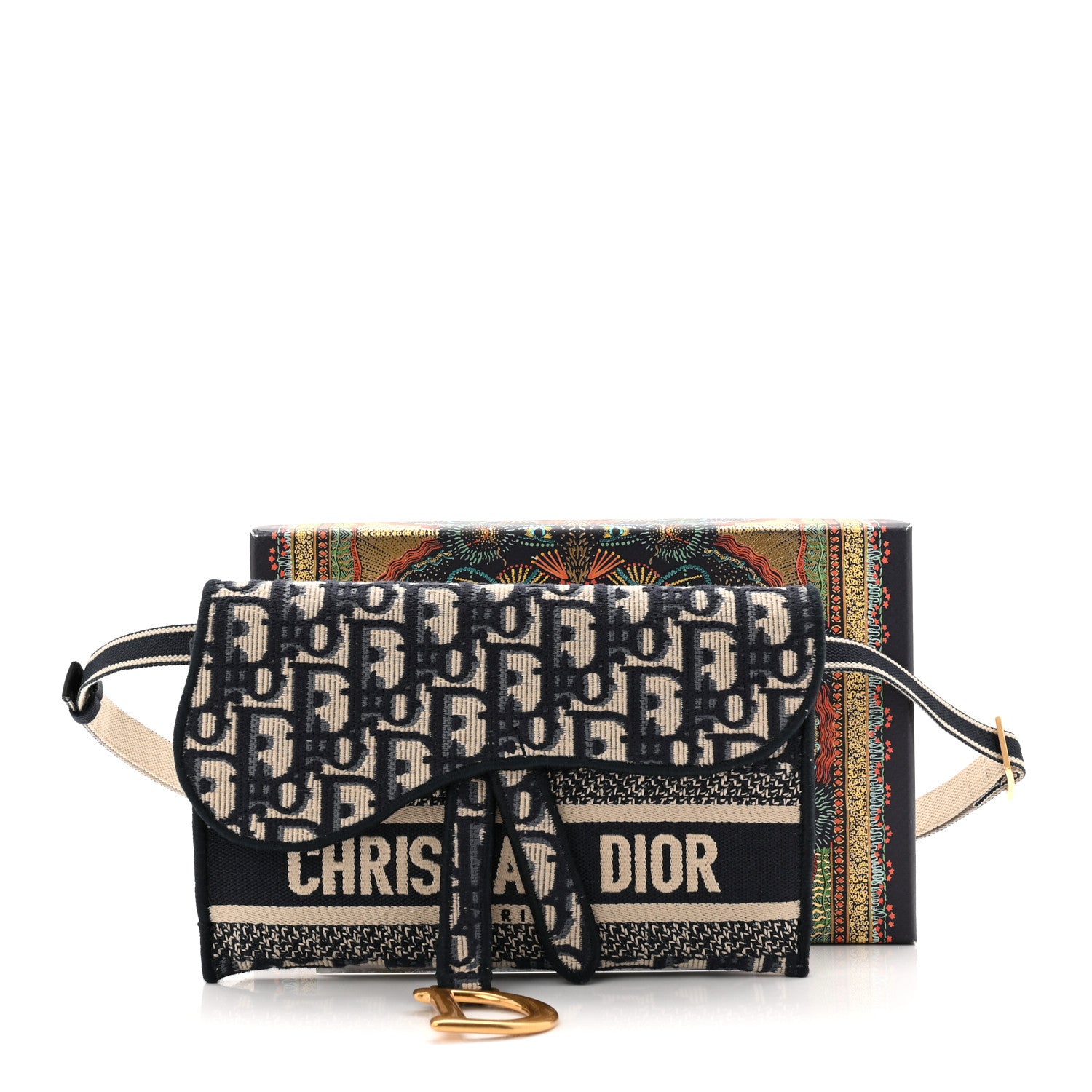 Christian Dior Oblique Slim Saddle Pouch Blue 1821601 – FASHIONPHILE