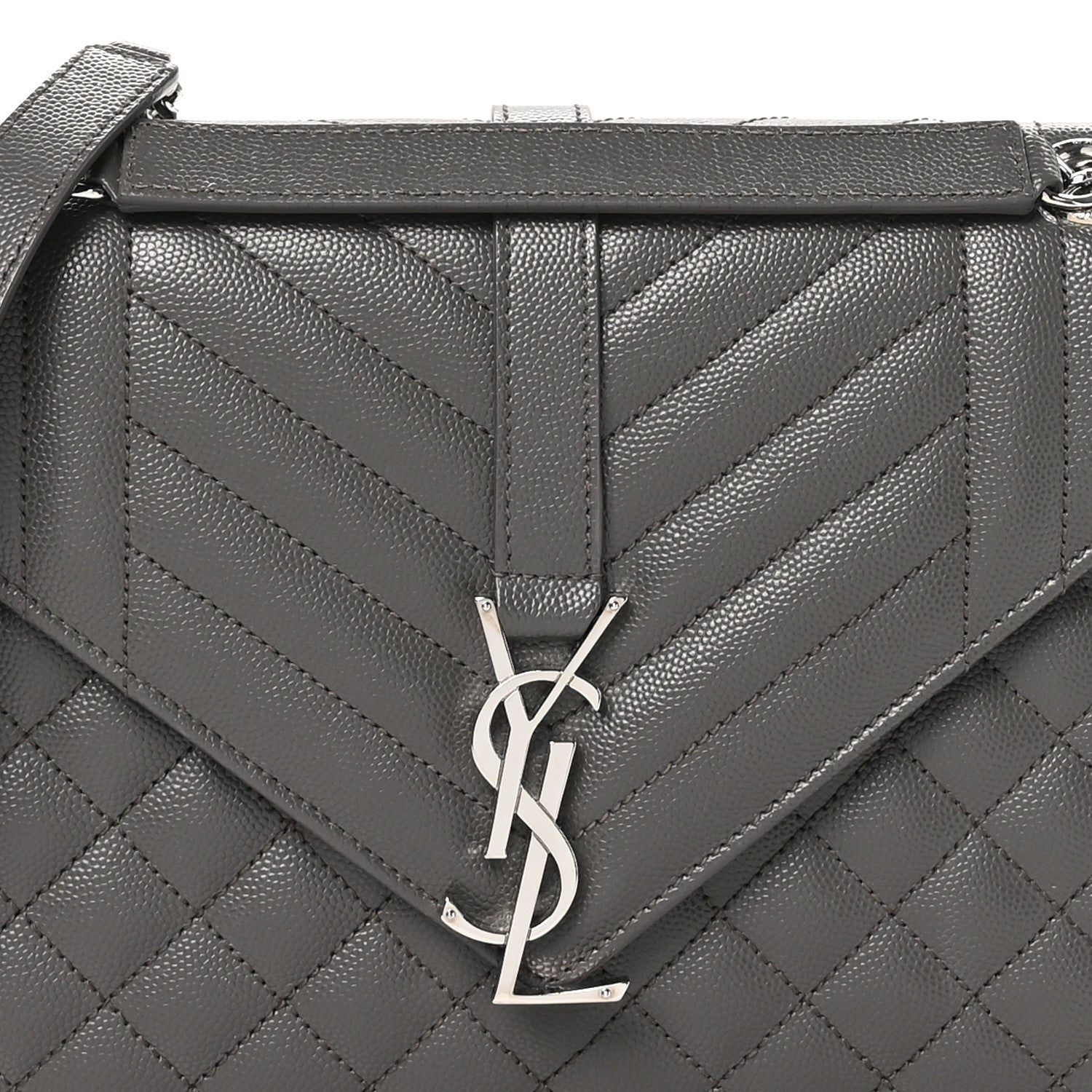 Saint Laurent Grain De Poudre Textured Mixed Matelasse Medium Triquilt Monogram Satchel Earth 7 of 9
