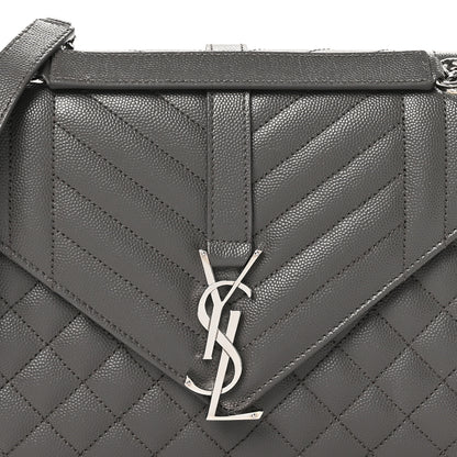 Saint Laurent Grain De Poudre Textured Mixed Matelasse Medium Triquilt Monogram Satchel Earth 7 of 9