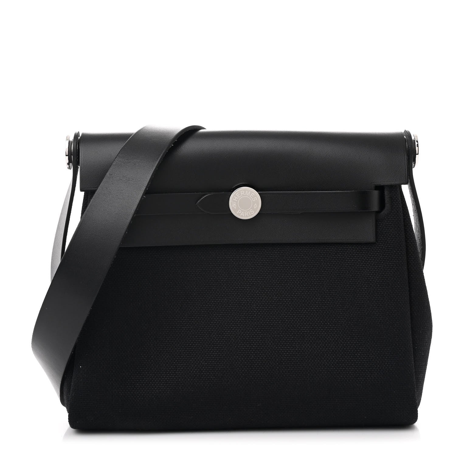 Hermes Military Toile Vache Hunter Herbag Zip Retourne 20 Black 1 of 11