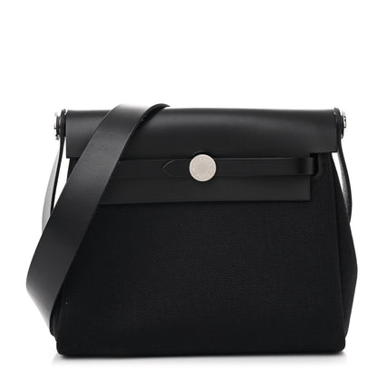 Hermes Military Toile Vache Hunter Herbag Zip Retourne 20 Black 1 of 11