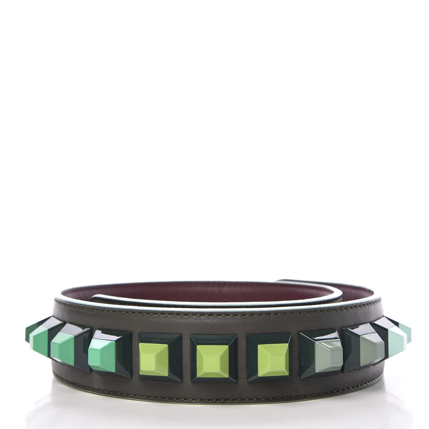 Vitello Dolce Bi-Color Degrade Studded Strap You Verde Prato Bordeaux