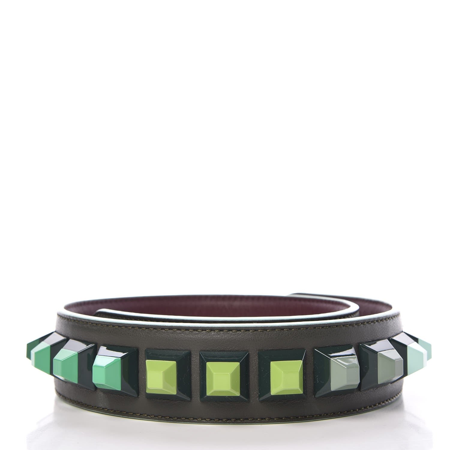 Fendi Vitello Dolce Bi-Color Degrade Studded Strap You Verde Prato Bordeaux 2 of 4