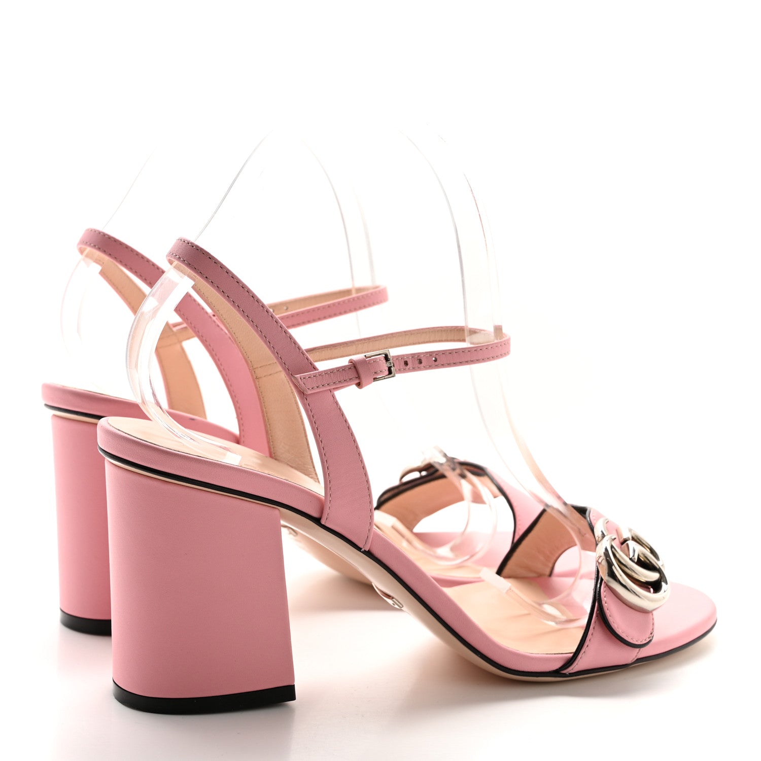 Gucci Lifford Calfskin GG Marmont Ankle Wrap 75mm Sandals 39.5 Wild Rose 4 of 10