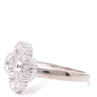 Van Cleef & Arpels 18K White Gold Diamond Vintage Alhambra Ring 60 9 4 of 11