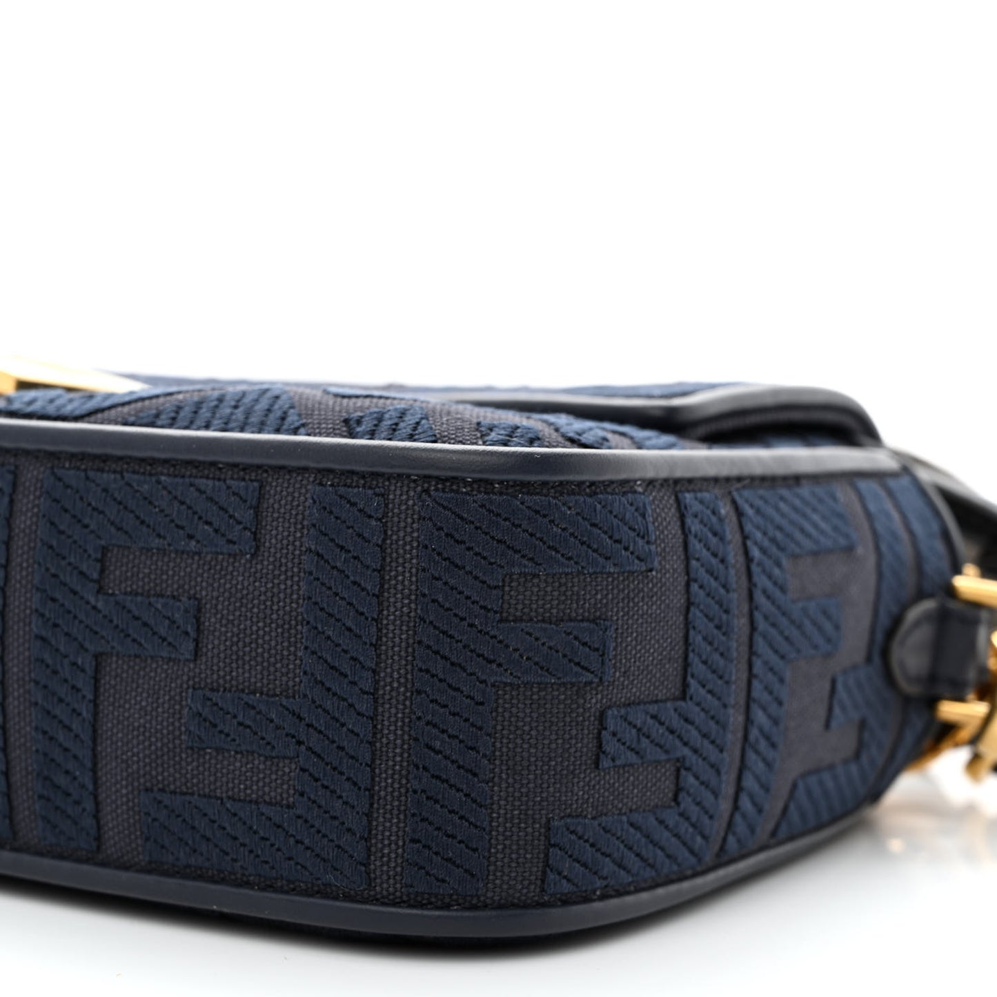 Canvas Vitello King Bi-Color Strap FF Embroidered Baguette Midnight