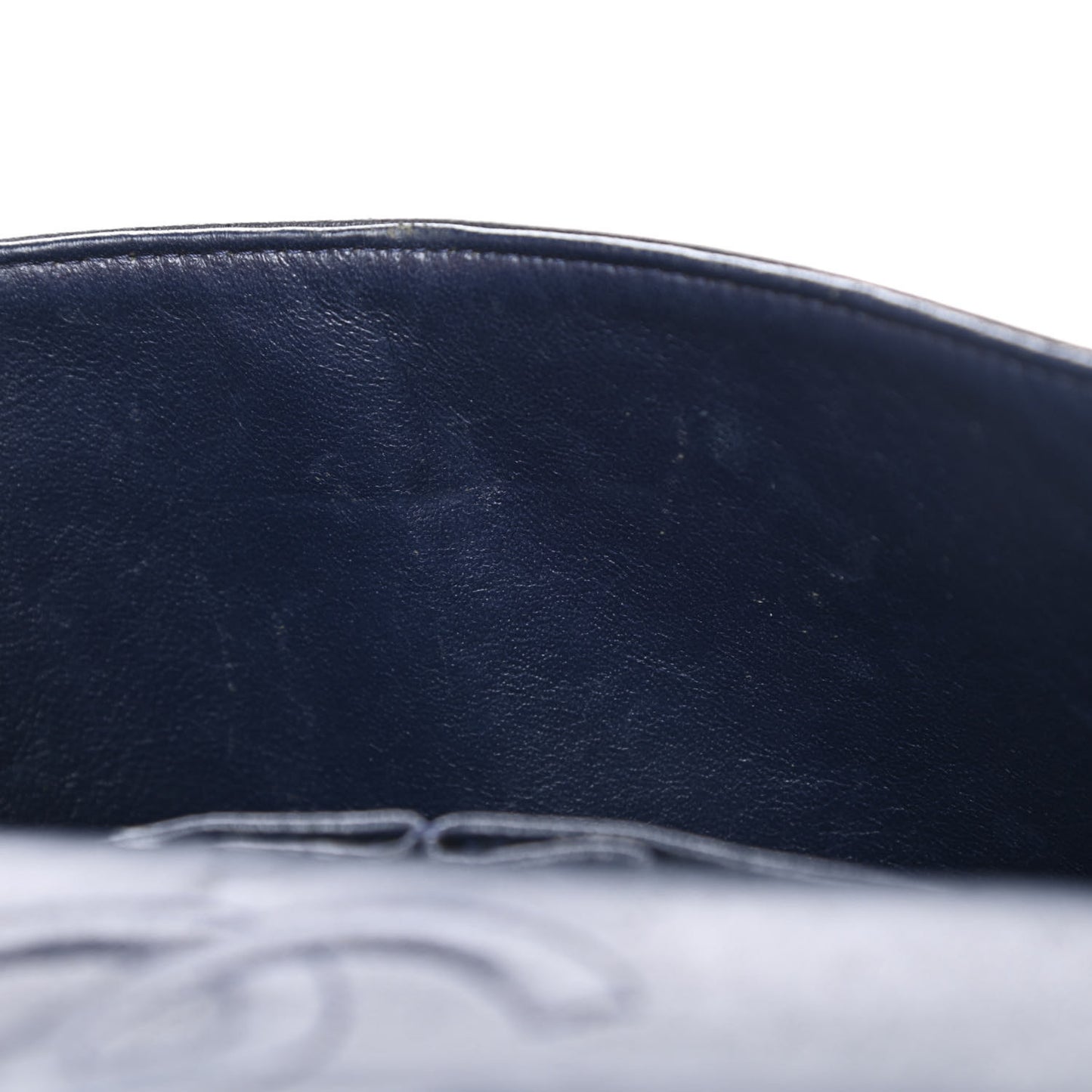 Lambskin Quilted Medium Double Flap Navy