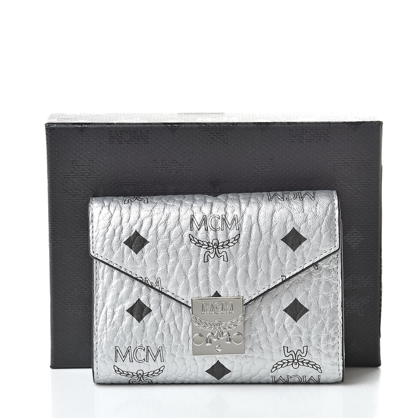 Metallic Visetos Compact Wallet Silver