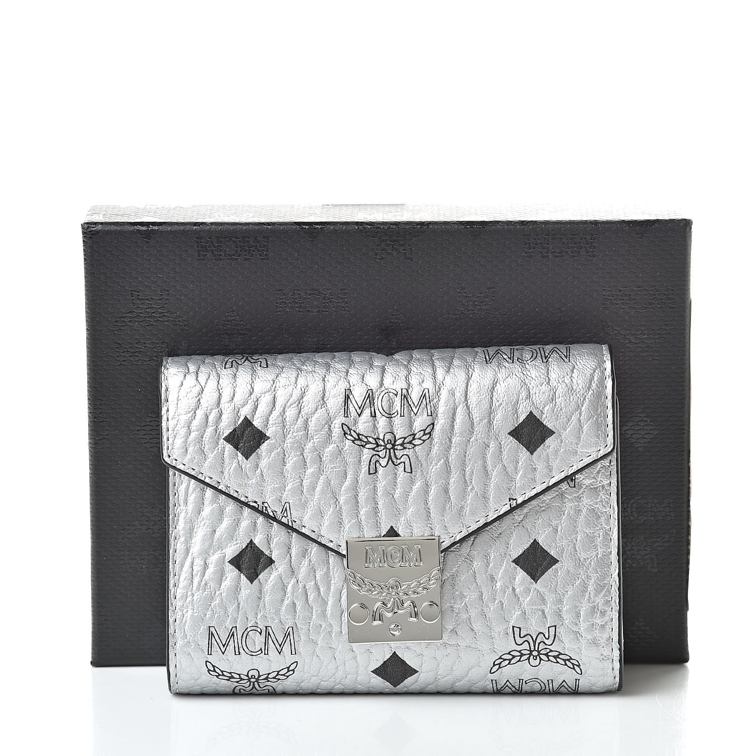 MCM Metallic Visetos Compact Wallet Silver 8 of 8