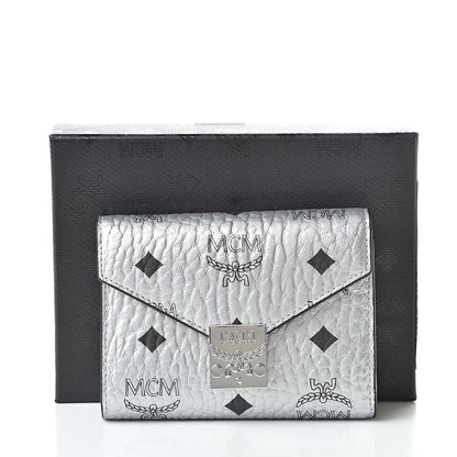 MCM Metallic Visetos Compact Wallet Silver 8 of 8