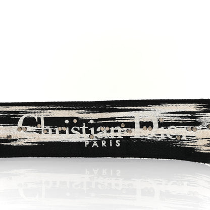 Christian Dior Canvas Embroidered Studded Checkered Embroidered Shoulder Strap White Black 4 of 4