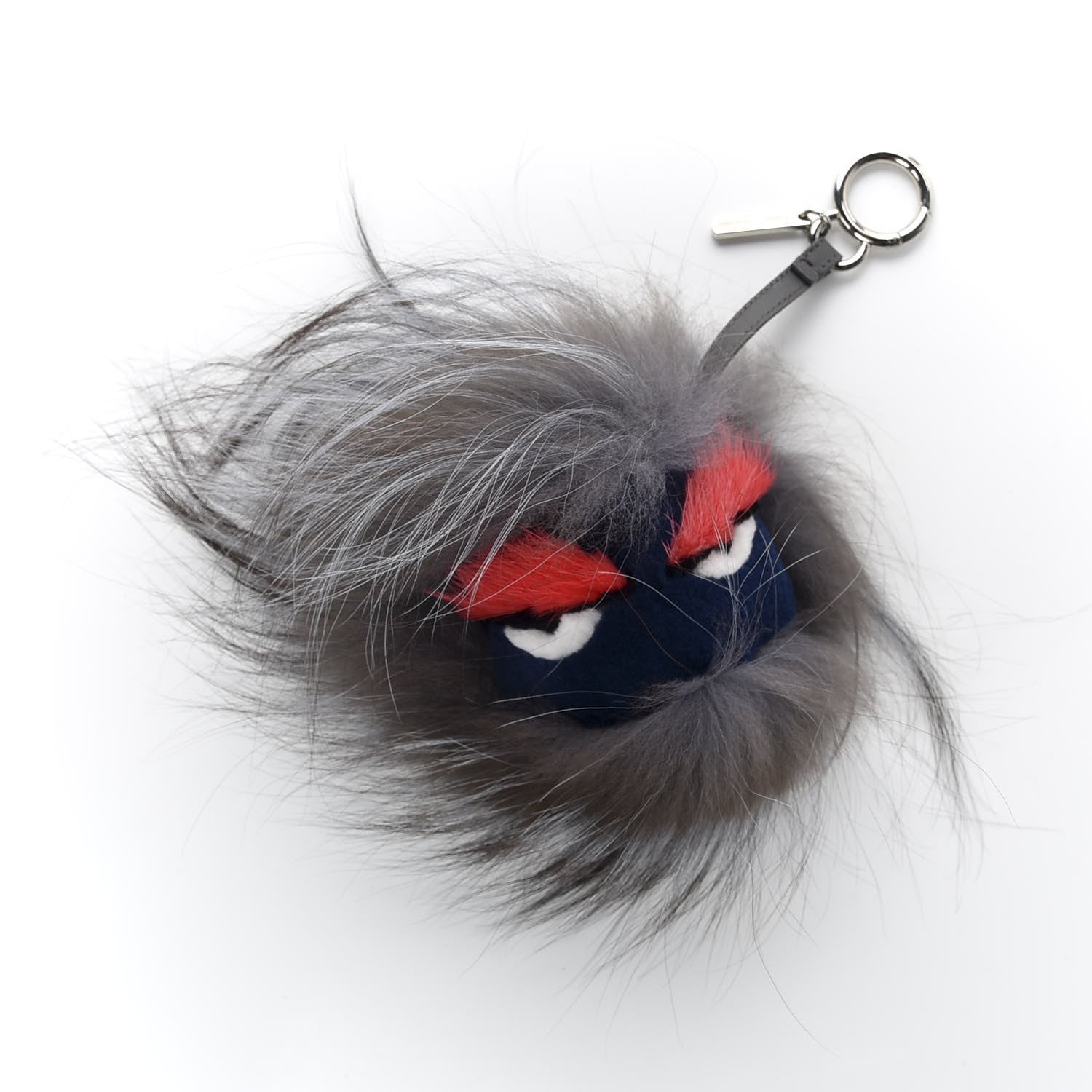 Fendi Fox Mink Rabbit Fur Freak Monster Bag Bug Charm Grey 6 of 6