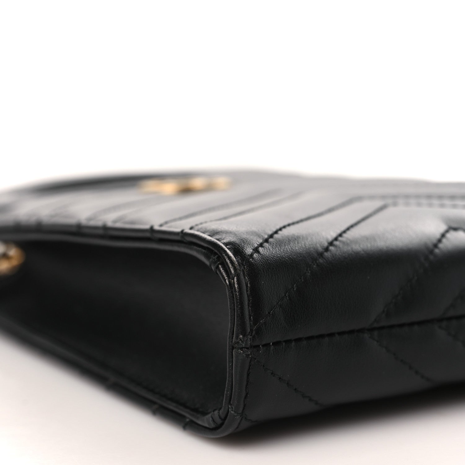 Gucci Calfskin Matelasse Mini GG Marmont Top Slip Handle Crossbody Bag Black 7 of 9
