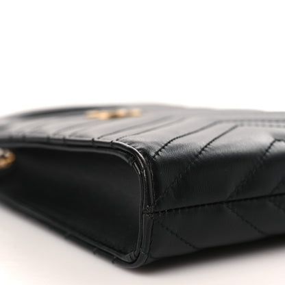 Gucci Calfskin Matelasse Mini GG Marmont Top Slip Handle Crossbody Bag Black 7 of 9