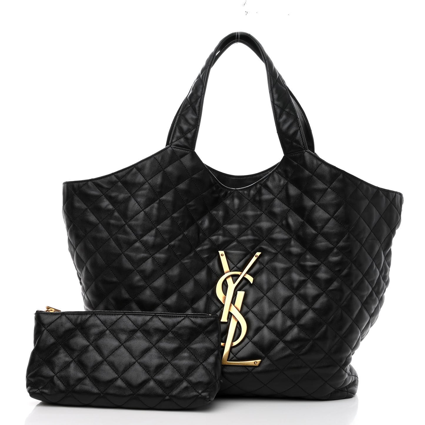 Lambskin Quilted Maxi Icare Shopping Tote Black