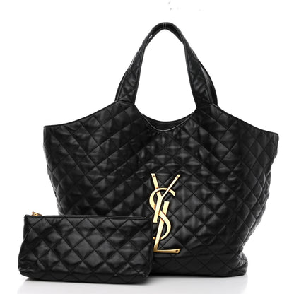 Saint Laurent Lambskin Quilted Maxi Icare Shopping Tote Black 1 of 10
