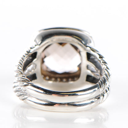 David Yurman Sterling Silver Diamond Smoky Quartz 11mm Albion Ring 56 7.5 3 of 5