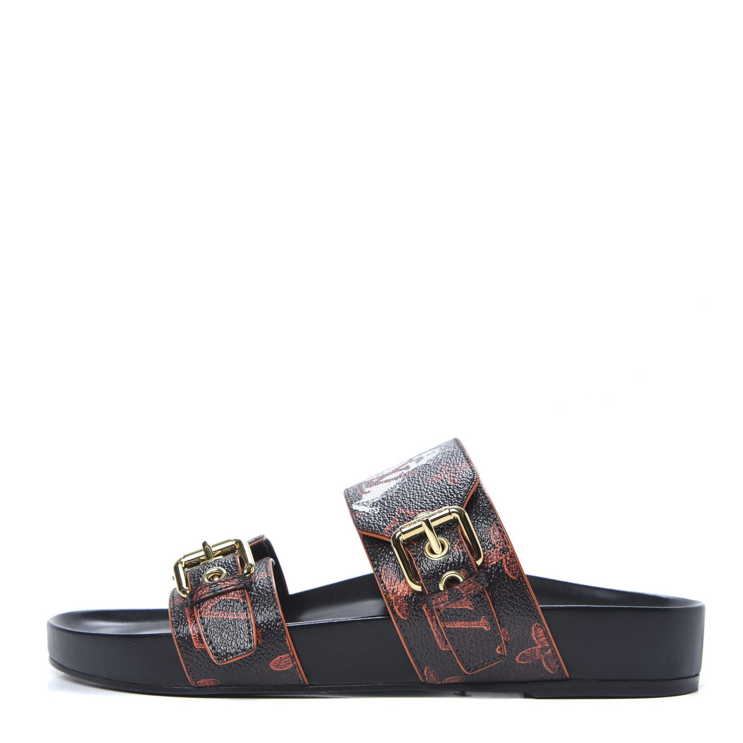 Louis Vuitton Catogram Bom Dia Flat Mule 37.5 Black Marron 1 of 8