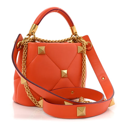 Valentino Garavani Nappa Small Roman Stud The Handle Bag Orange Zest 3 of 9