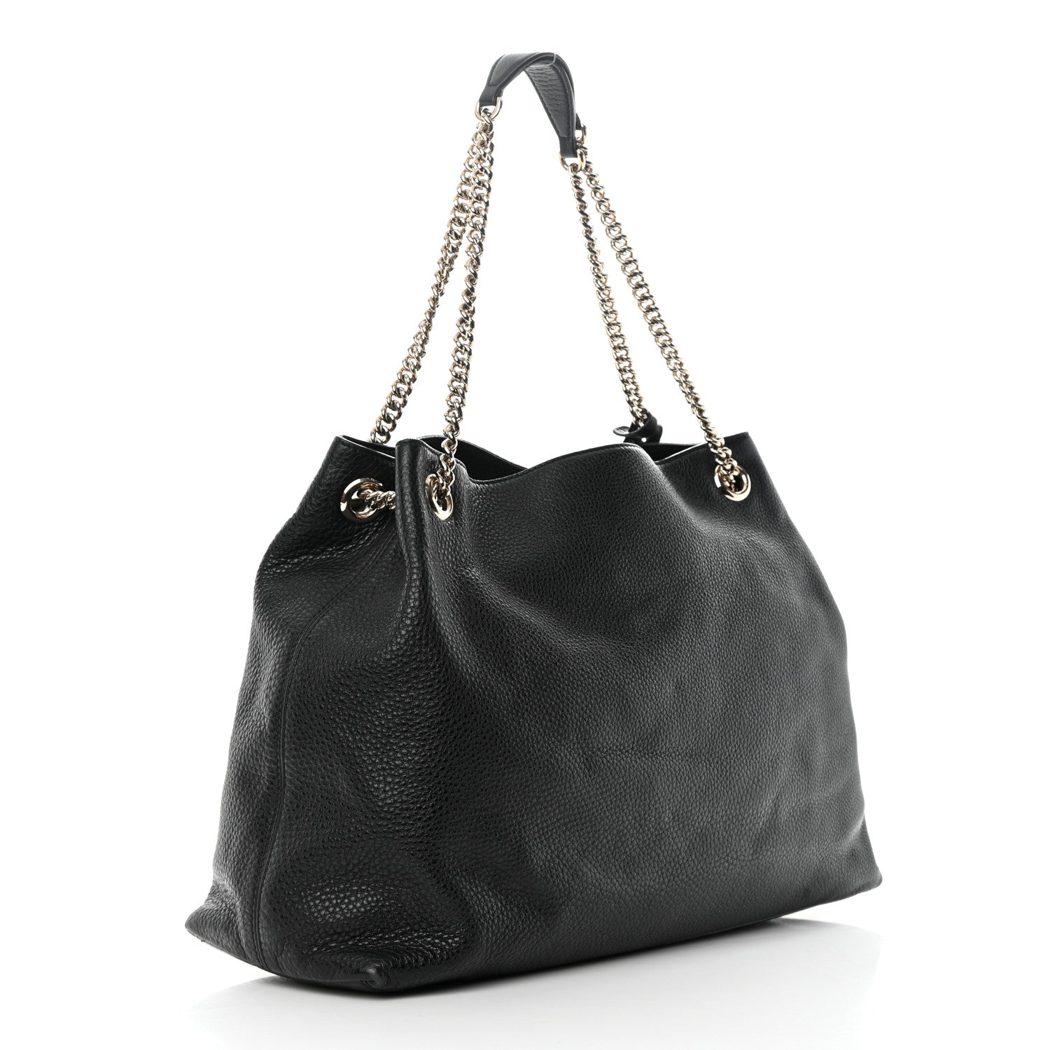 Gucci Pebbled Calfskin Large Soho Chain Shoulder Bag Black 3 of 14