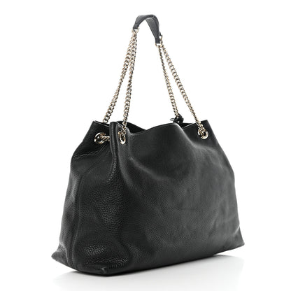 Gucci Pebbled Calfskin Large Soho Chain Shoulder Bag Black 3 of 14