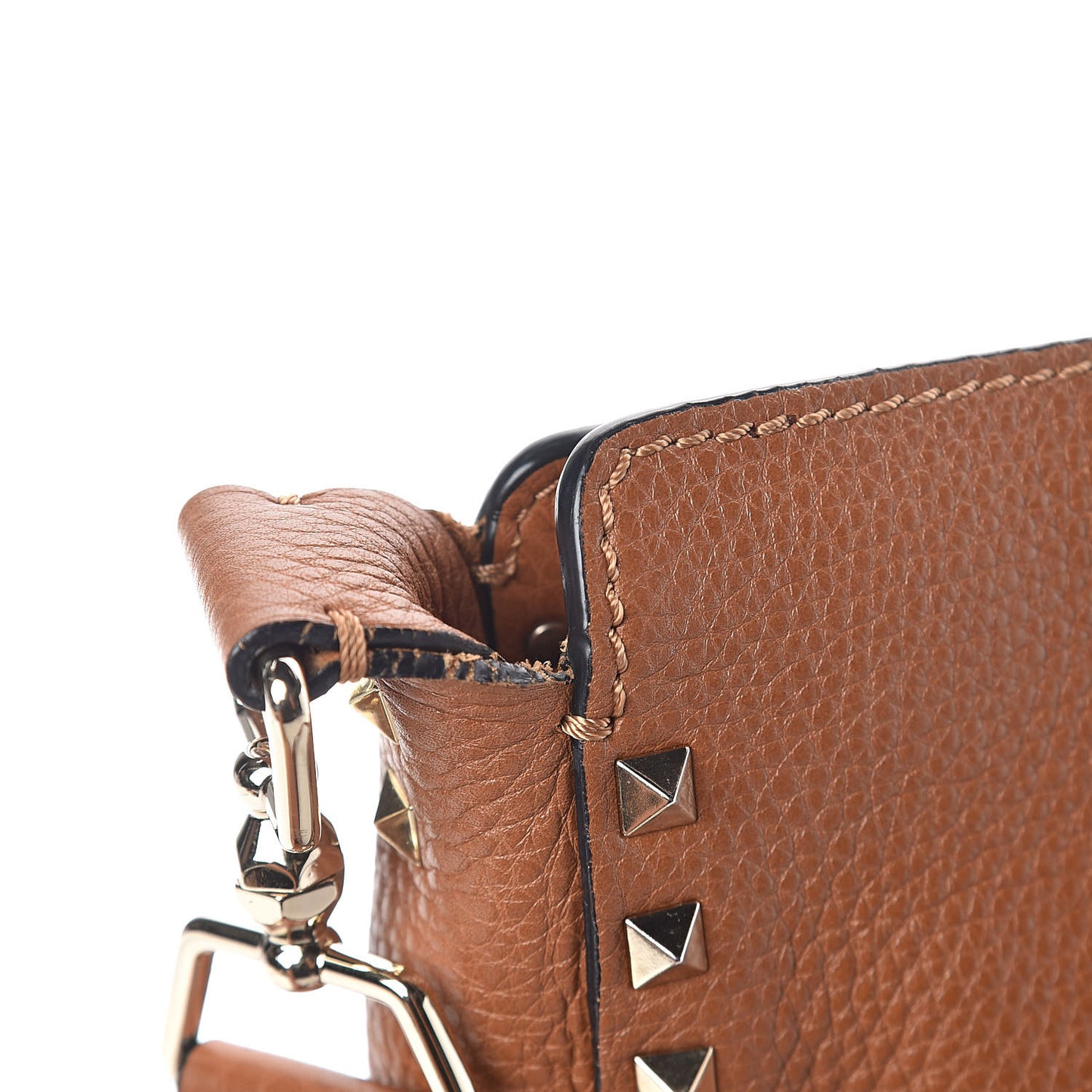 Pebbled Calfskin Large Rockstud Flip-Lock Messenger Bag Light Cuir