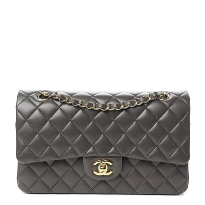 Chanel Lambskin Quilted Medium Double Flap Dark Grey 1 of 12