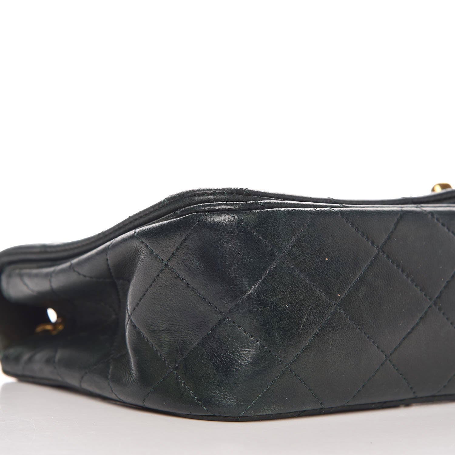 Chanel Lambskin Quilted Small Single Flap Dark Green 12 of 14
