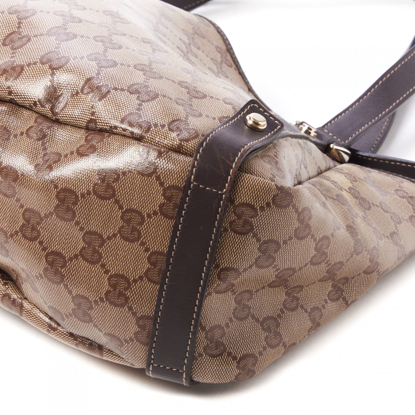 Crystal Monogram Medium Abbey Shoulder Bag Dark Brown