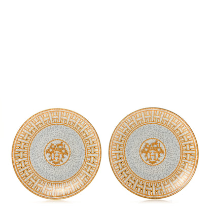 Hermes Porcelain Mosaique au 24 Dessert Plate Set of 2 1 of 7