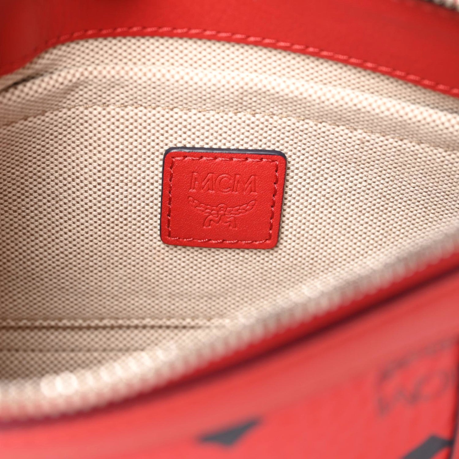 MCM Visetos Mini Aren Chain Crossbody Bag Candy Red 6 of 9