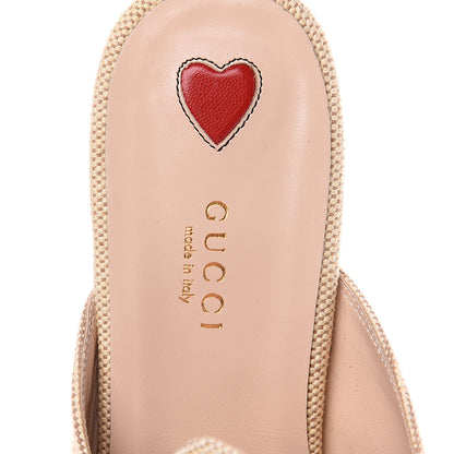 Gucci Canvas Vintage Charlotte Web Princetown Slippers 38.5 Sand Cuir 6 of 9