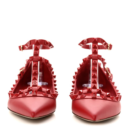 Valentino Garavani Calfskin Monochrome Rockstud Cage Ballerina Flats 38 Rosso Valentino 5 of 11
