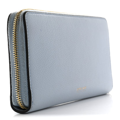Versace Grained Calfskin Virtus Zip Around Wallet Light Blue 3 of 11
