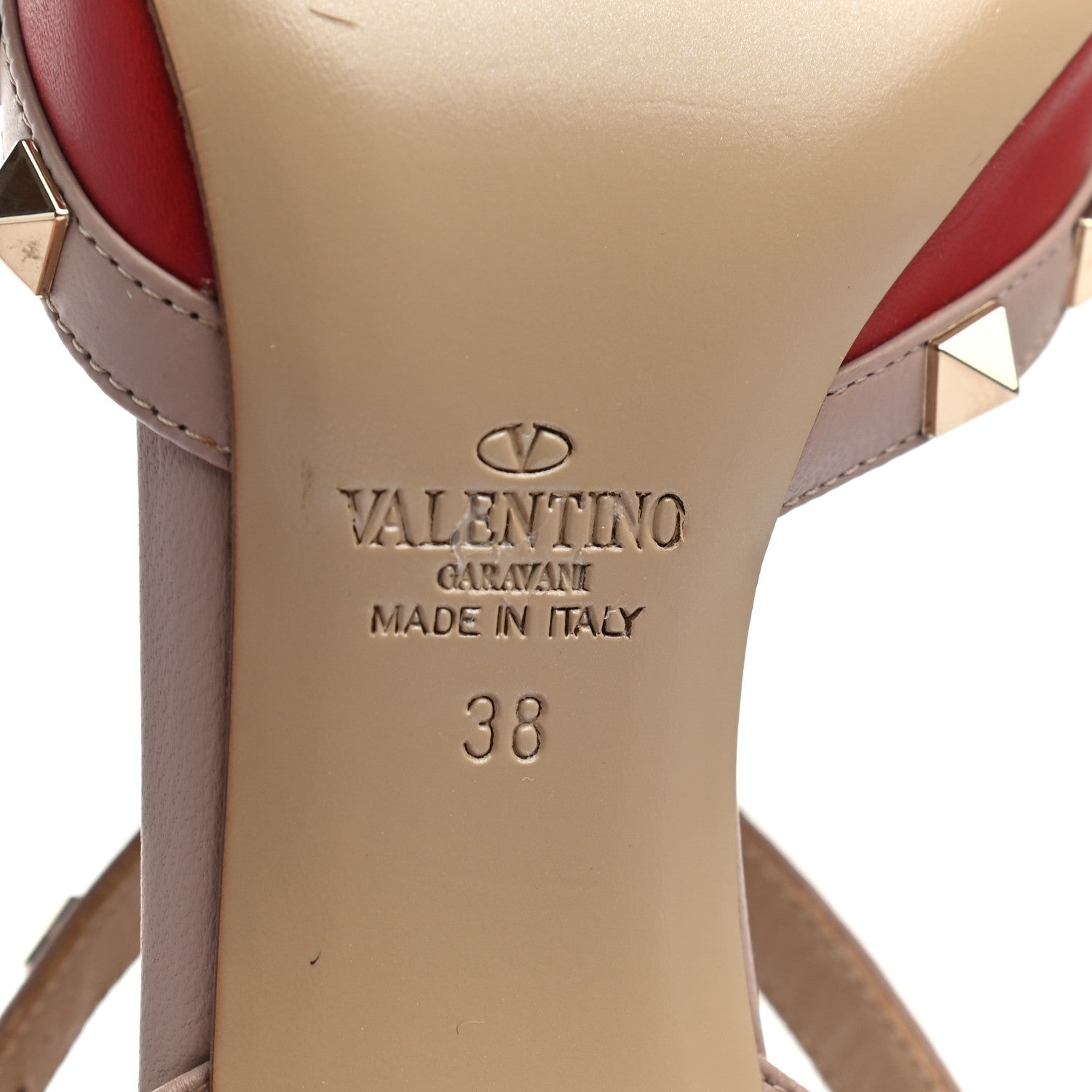 Valentino Garavani Calfskin Nappa Rockstud Ankle Strap 65mm Pumps 38 Rosso Valentino Poudre 6 of 7