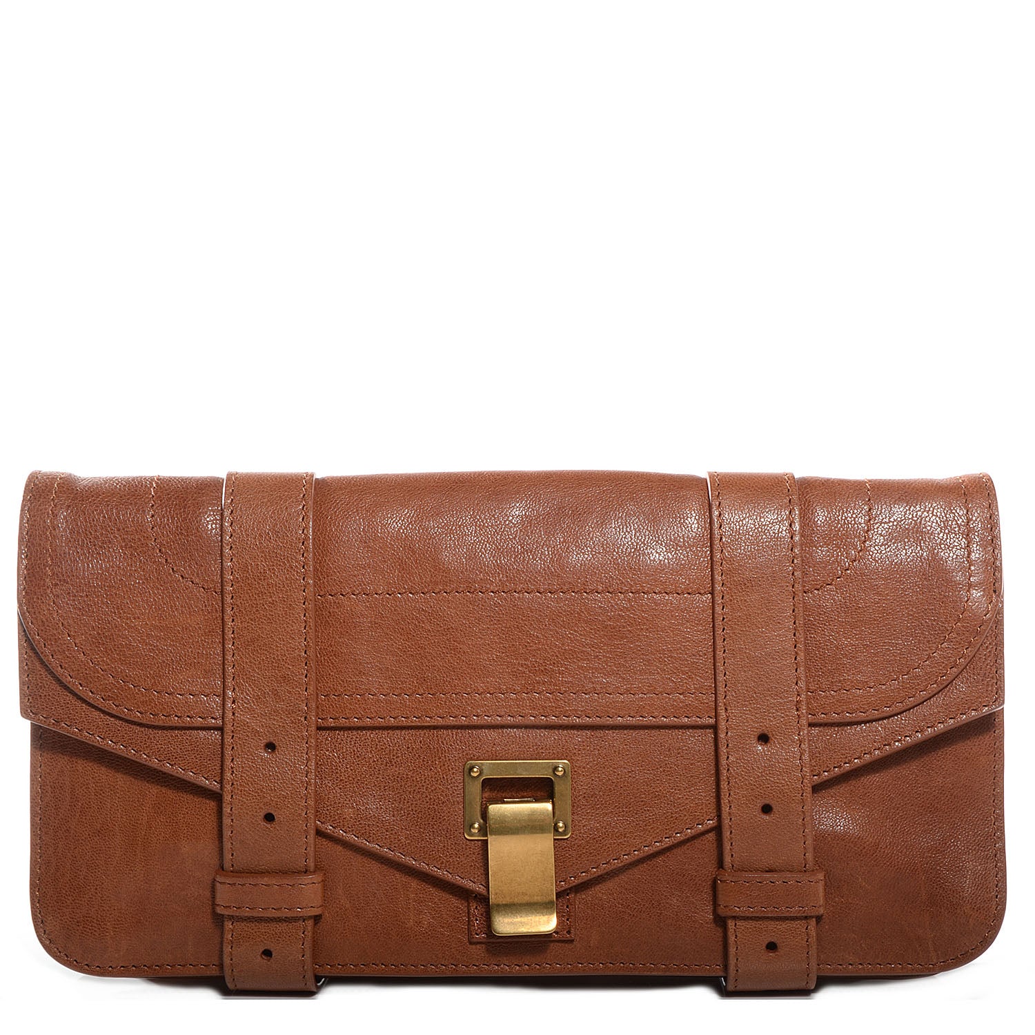 Proenza Schouler Lux Leather PS1 Pochette Clutch Saddle 1 of 10