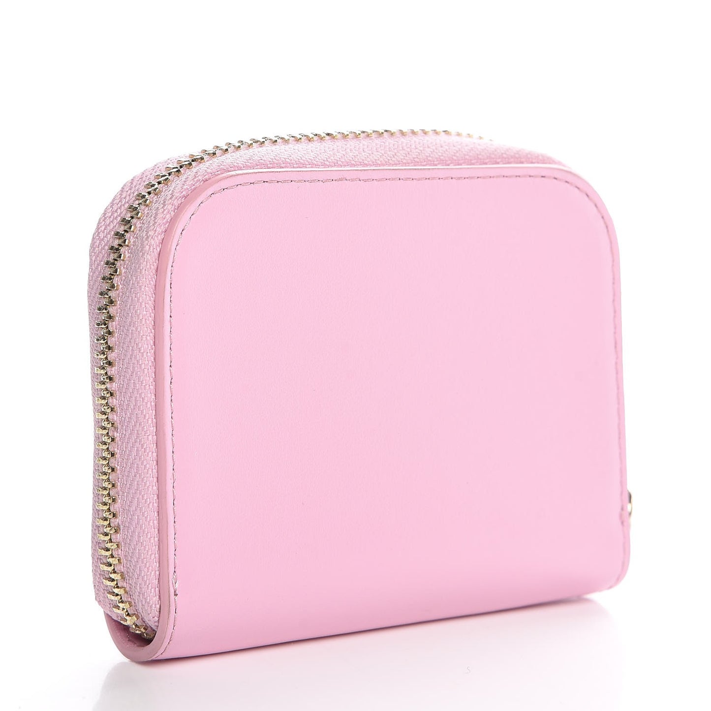 Calfskin Medusa Compact Zip Around Wallet Pink