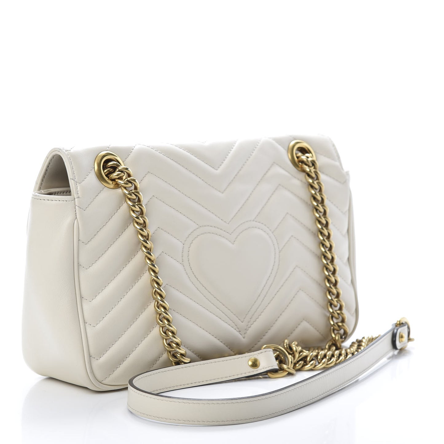 Calfskin Matelasse Small GG Marmont Shoulder Bag White