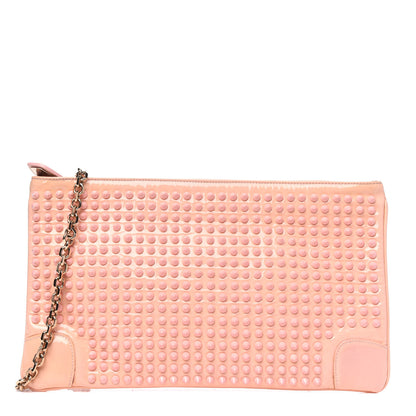 Christian Louboutin Patent Calfskin Studded Loubiposh Chain Clutch Light Pink 1 of 6