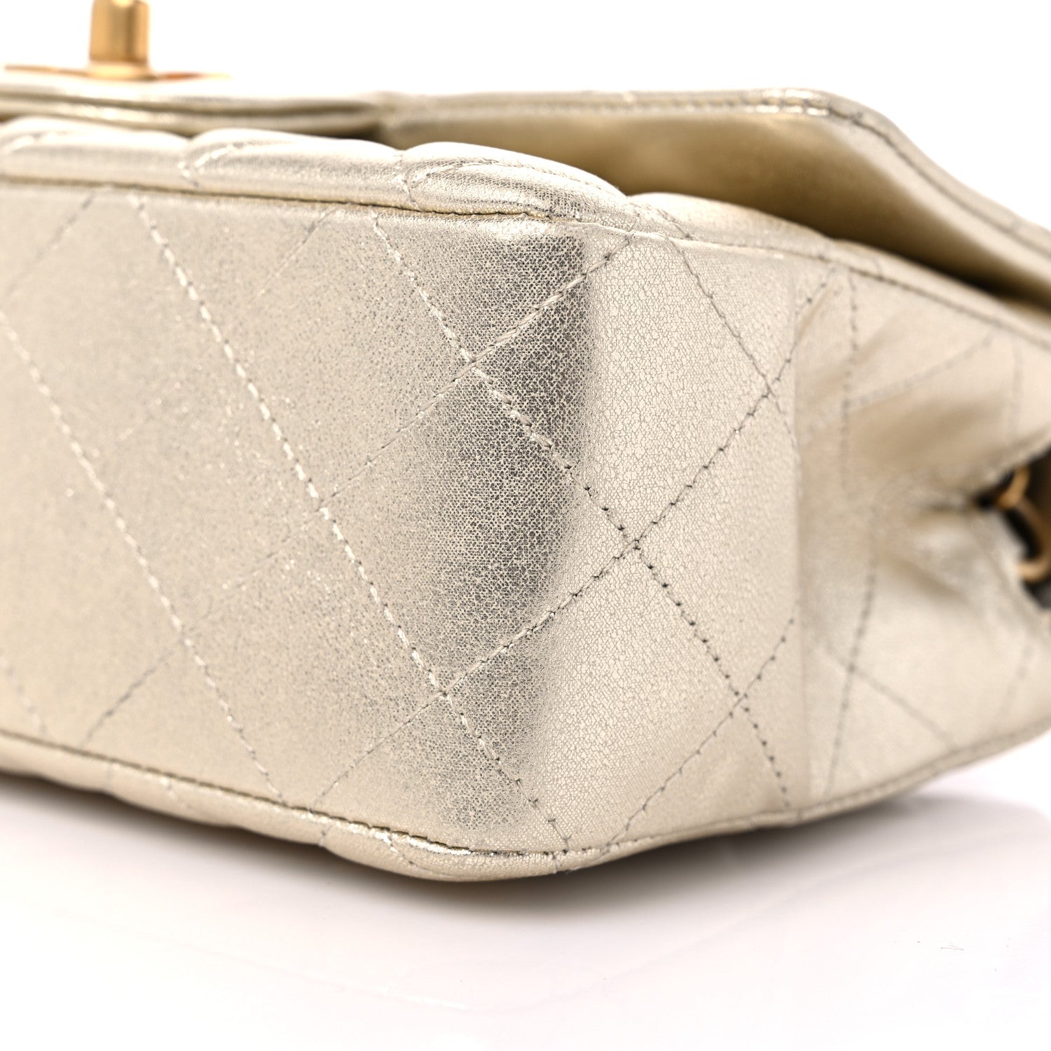 Chanel Metallic Lambskin Quilted Mini Rectangular Flap Gold 9 of 9