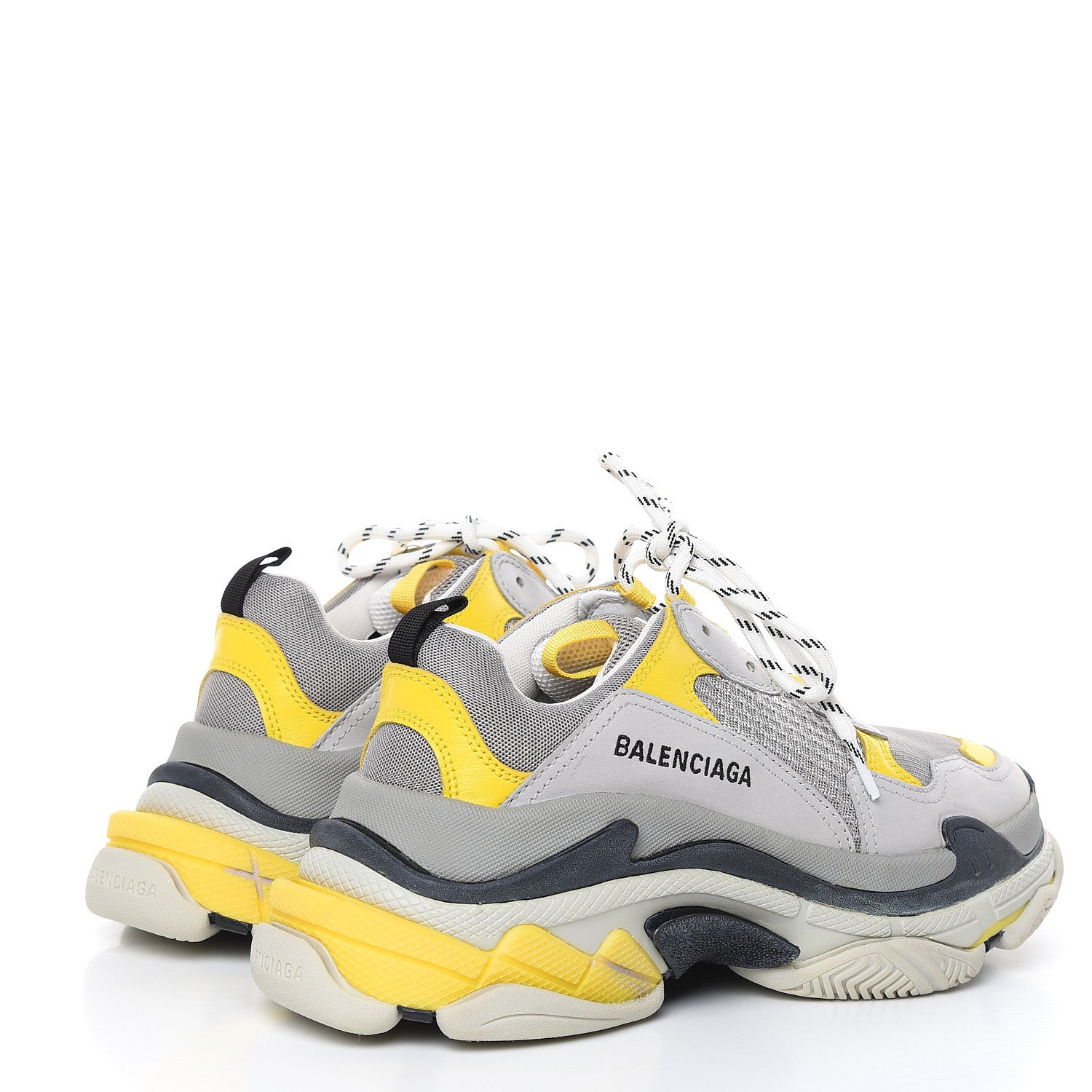 Balenciaga Fabric Mesh Womens Triple S Sneakers 40 Yellow Grey White 4 of 6