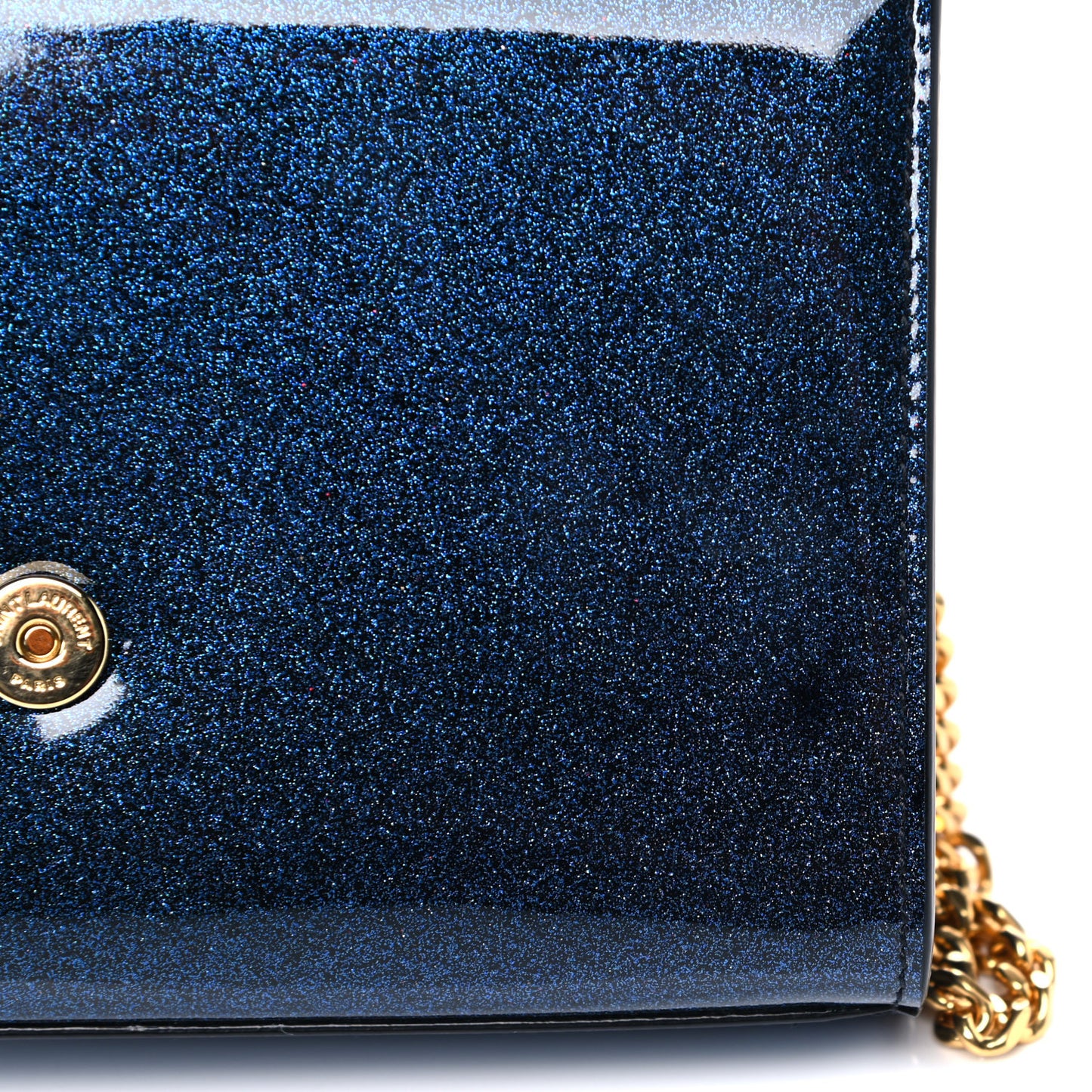 Glitter Patent Small Monogram Kate Satchel Cobalt